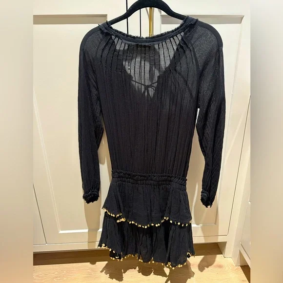 Loveshackfancy popover dress black with gold tassels - Picture 4 of 7